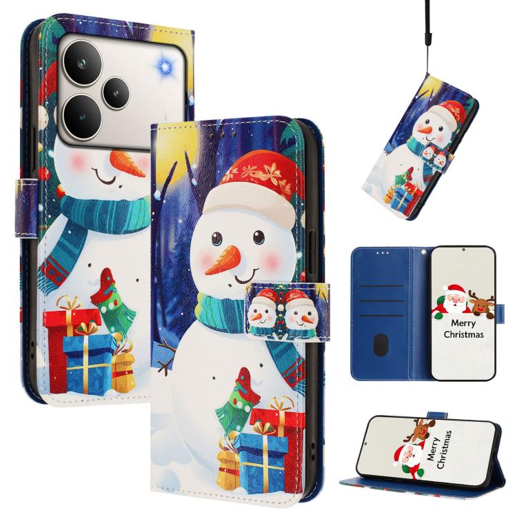 Christmas Series Buckle Leather Phone Case with Hand Strap, For Realme C71 4G India / Note 70 4G, For Realme C85 5G / 15x 5G India, For Realme P4 Pro 5G, For Realme P4 5G, For Realme 15T 5G Global, For Realme 15 / 15 Pro 5G Global                      ...