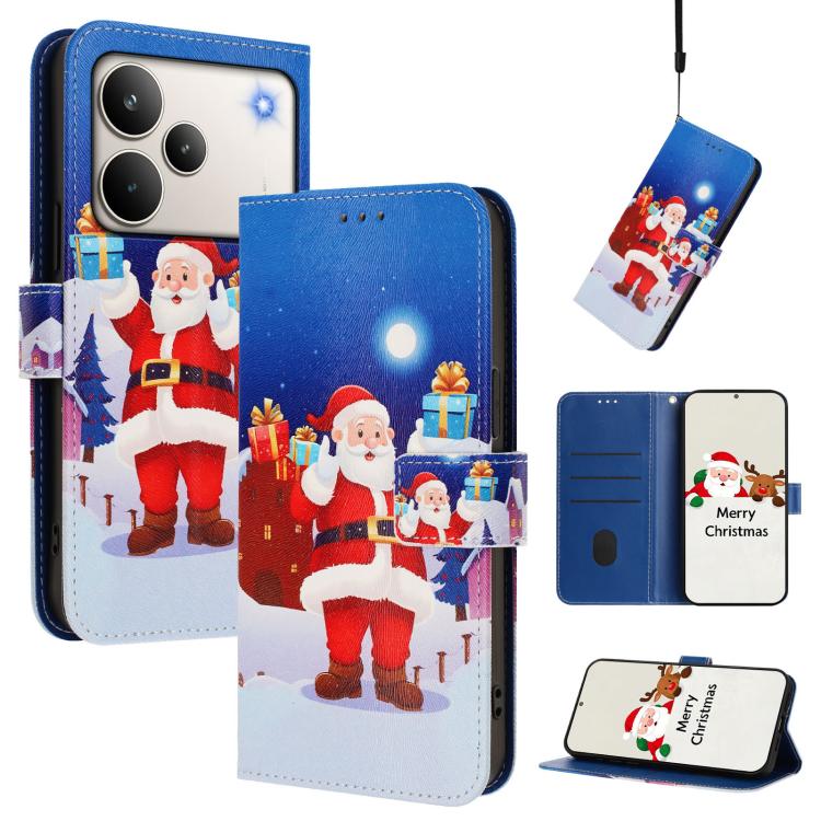 Christmas Series Buckle Leather Phone Case with Hand Strap, For Realme C71 4G India / Note 70 4G, For Realme C85 5G / 15x 5G India, For Realme P4 Pro 5G, For Realme P4 5G, For Realme 15T 5G Global, For Realme 15 / 15 Pro 5G Global                      ...