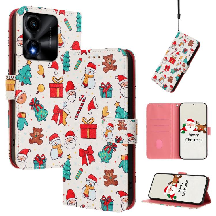 Christmas Series Buckle Leather Phone Case with Hand Strap, For Honor Magic8 Pro, For Honor Magic8, For Honor Play 70 Plus, For Honor X5c Plus