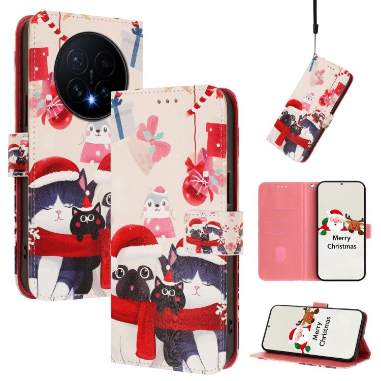 Christmas Series Buckle Leather Phone Case with Hand Strap, For Honor Magic8 Pro, For Honor Magic8, For Honor Play 70 Plus, For Honor X5c Plus