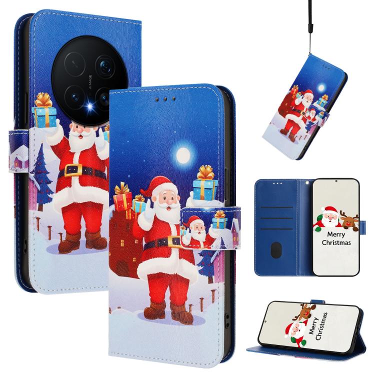 Christmas Series Buckle Leather Phone Case with Hand Strap, For Honor Magic8 Pro, For Honor Magic8, For Honor Play 70 Plus, For Honor X5c Plus