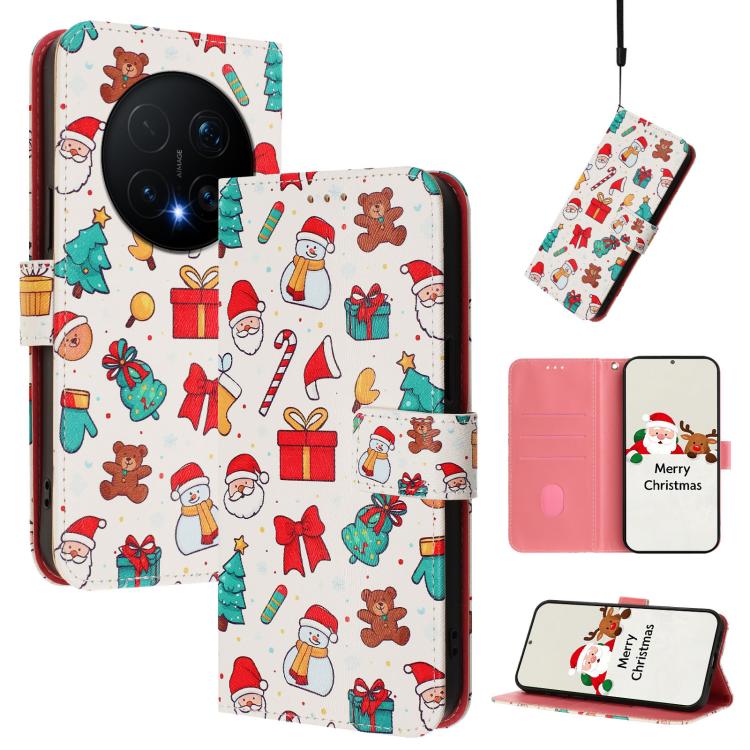 Christmas Series Buckle Leather Phone Case with Hand Strap, For Honor Magic8 Pro, For Honor Magic8, For Honor Play 70 Plus, For Honor X5c Plus