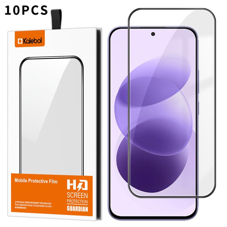 10pcs Kalebol High-Aluminum Screen-Printed Full-Coverage Anti-Fingerprint Black-Bordered HD Tempered Glass Film, For Redmi Note 17 5G Global 169.7mm, For Redmi Note 17 4G Global 169.7mm, For Redmi Note 17 Pro Max 5G Global 163.4mm                      ...