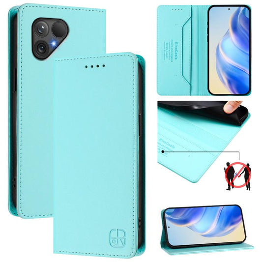 RC01 Dual-Folded Magnetic Suction RFID Leather Phone Case, For Fairphone 5