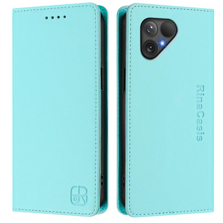 RC01 Dual-Folded Magnetic Suction RFID Leather Phone Case, For Fairphone 5