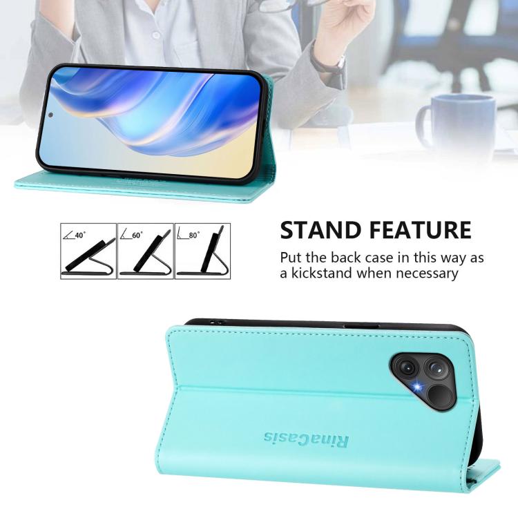 RC01 Dual-Folded Magnetic Suction RFID Leather Phone Case, For Fairphone 5