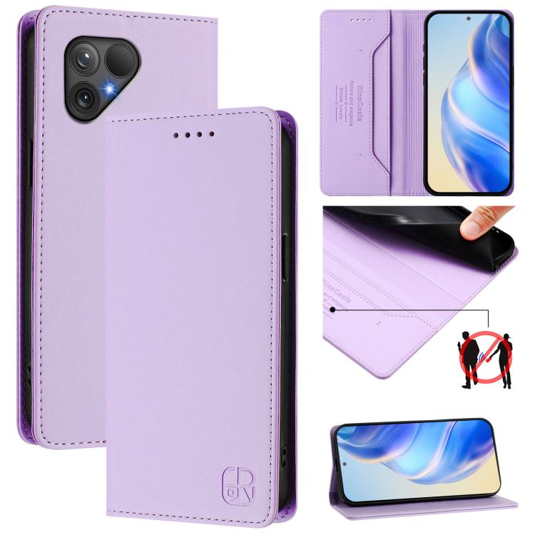 RC01 Dual-Folded Magnetic Suction RFID Leather Phone Case, For Fairphone 5