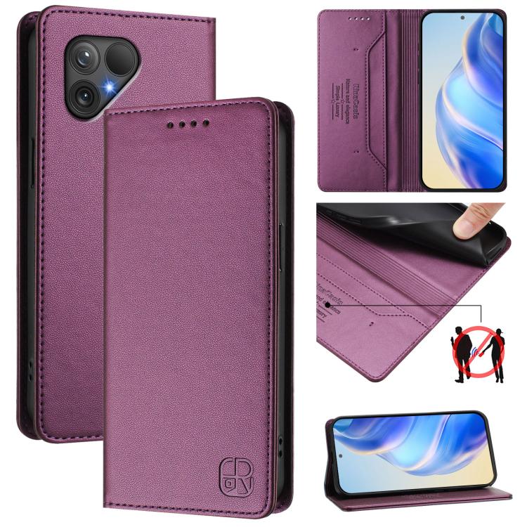 RC01 Dual-Folded Magnetic Suction RFID Leather Phone Case, For Fairphone 5