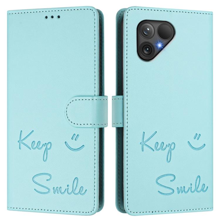 Smile Embossing RFID Leather Phone Case, For Fairphone 5