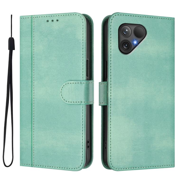 Line Splicing Buckle Retro Leather Phone Case, For Fairphone 5