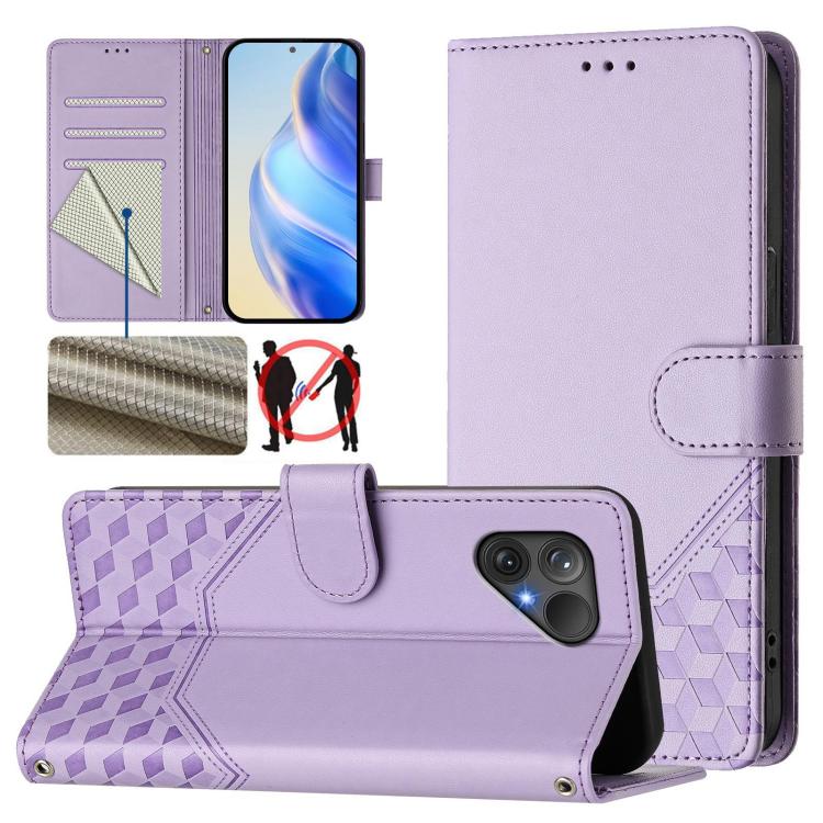 Honeycomb Embossing RFID Leather Phone Case, For Fairphone 5