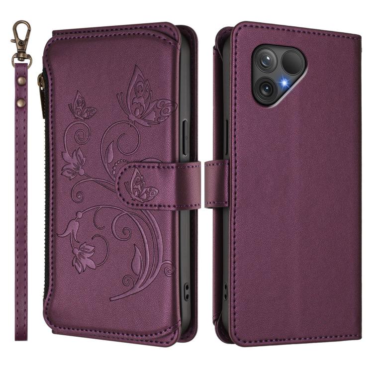 Butterfly Love Flower Multi-card Zipper Wallet Leather Phone Case, For Fairphone 5