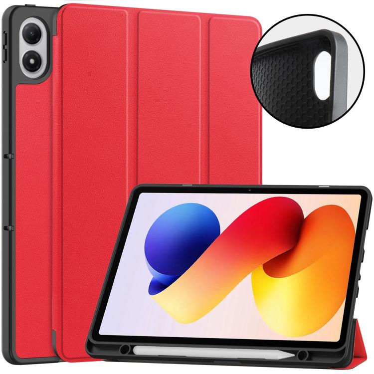Custer TPU Pure Color 3-Fold Holder Smart Leather Tablet Case with Pen Tray, For Xiaomi Redmi Pad 2 Pro