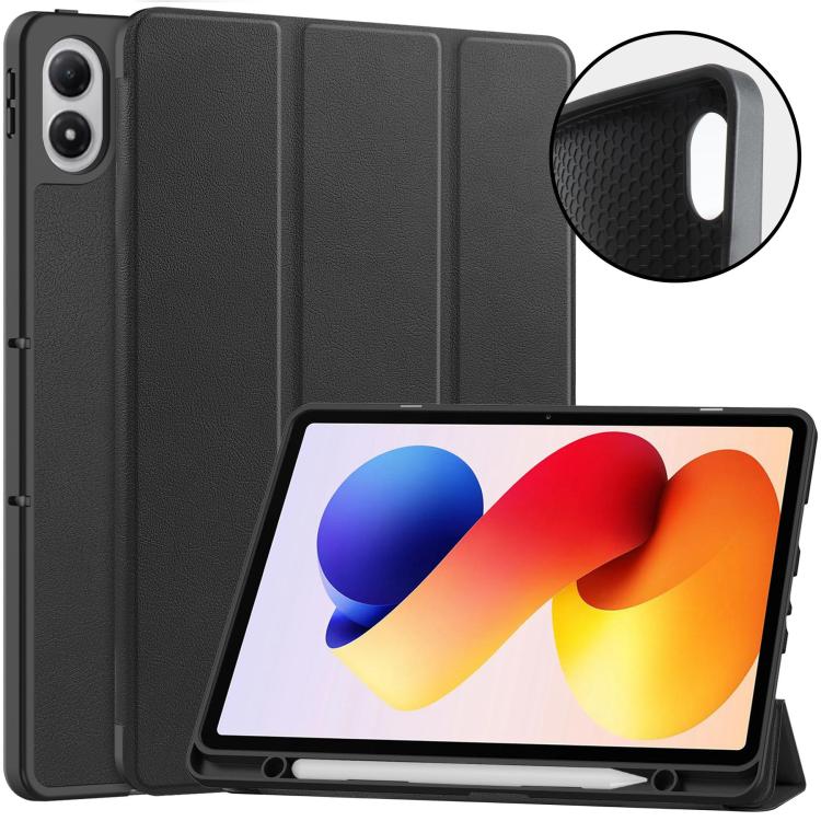Custer TPU Pure Color 3-Fold Holder Smart Leather Tablet Case with Pen Tray, For Xiaomi Redmi Pad 2 Pro