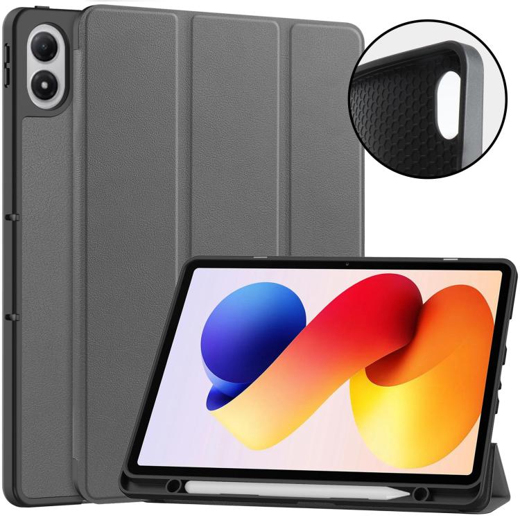 Custer TPU Pure Color 3-Fold Holder Smart Leather Tablet Case with Pen Tray, For Xiaomi Redmi Pad 2 Pro