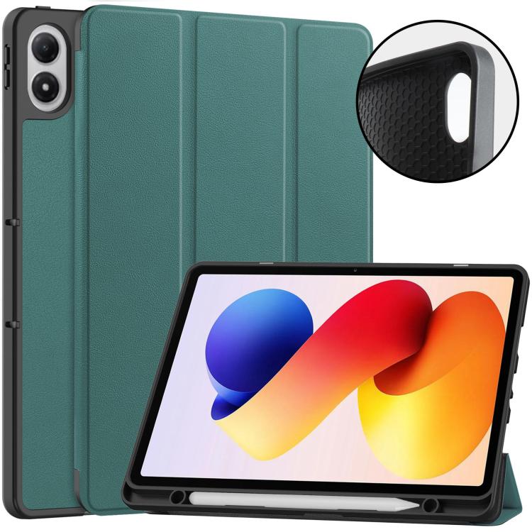 Custer TPU Pure Color 3-Fold Holder Smart Leather Tablet Case with Pen Tray, For Xiaomi Redmi Pad 2 Pro