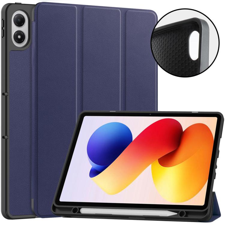 Custer TPU Pure Color 3-Fold Holder Smart Leather Tablet Case with Pen Tray, For Xiaomi Redmi Pad 2 Pro