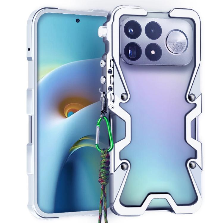 Trigger Design Hollow Metal Frame Phone Case with Lanyard, For Redmi K100 Pro Max, For Redmi K90 Ultra 5G, For Redmi K100 Pro 5G, For Redmi Turbo 5 Max / Poco X8 Pro Max 5G, For Redmi Turbo 5 / Poco X8 Pro 5G, For Redmi Note 15 Pro+ 5G Global 163.3mm  ...