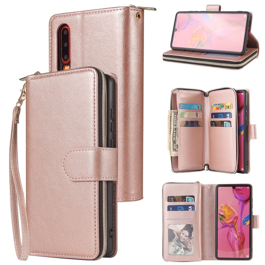 Zipper Wallet Bag Horizontal Flip PU Leather Case with Holder & 9 Card Slots & Wallet & Lanyard & Photo Frame, For Huawei P30, For Huawei P30 Lite, For Huawei P30 Pro, For Huawei P40, For Huawei P40 Lite, For Huawei P40 Pro, For Huawei P40 Pro+        ...