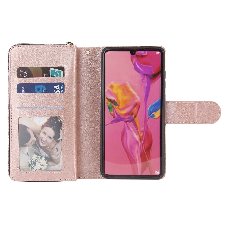 Zipper Wallet Bag Horizontal Flip PU Leather Case with Holder & 9 Card Slots & Wallet & Lanyard & Photo Frame, For Huawei P30, For Huawei P30 Lite, For Huawei P30 Pro, For Huawei P40, For Huawei P40 Lite, For Huawei P40 Pro, For Huawei P40 Pro+        ...