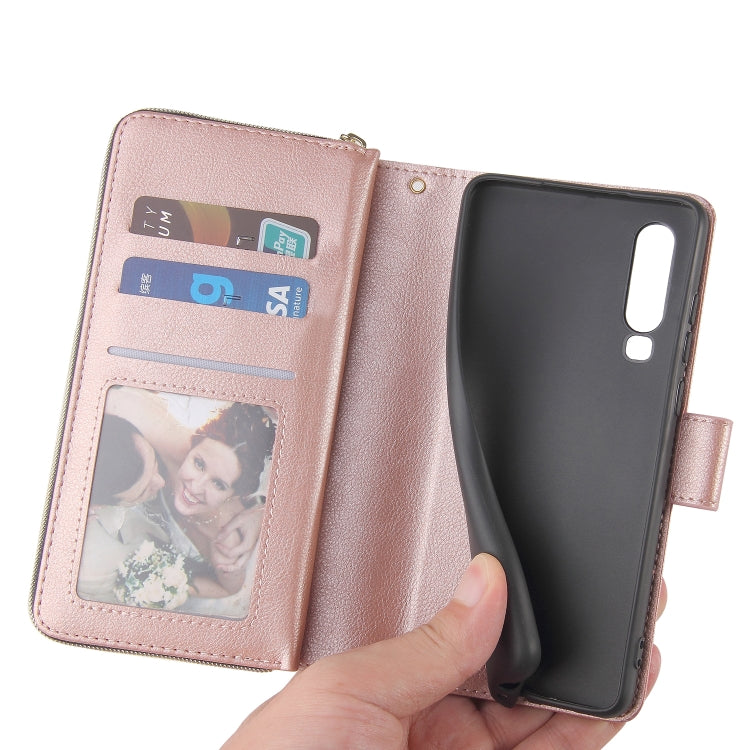 Zipper Wallet Bag Horizontal Flip PU Leather Case with Holder & 9 Card Slots & Wallet & Lanyard & Photo Frame, For Huawei P30, For Huawei P30 Lite, For Huawei P30 Pro, For Huawei P40, For Huawei P40 Lite, For Huawei P40 Pro, For Huawei P40 Pro+        ...