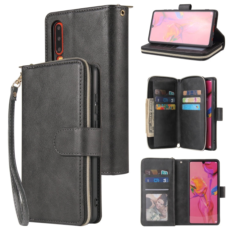 Zipper Wallet Bag Horizontal Flip PU Leather Case with Holder & 9 Card Slots & Wallet & Lanyard & Photo Frame, For Huawei P30, For Huawei P30 Lite, For Huawei P30 Pro, For Huawei P40, For Huawei P40 Lite, For Huawei P40 Pro, For Huawei P40 Pro+        ...