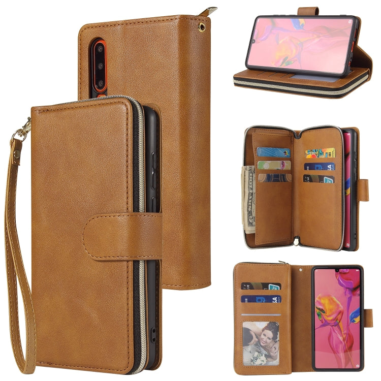 Zipper Wallet Bag Horizontal Flip PU Leather Case with Holder & 9 Card Slots & Wallet & Lanyard & Photo Frame, For Huawei P30, For Huawei P30 Lite, For Huawei P30 Pro, For Huawei P40, For Huawei P40 Lite, For Huawei P40 Pro, For Huawei P40 Pro+        ...