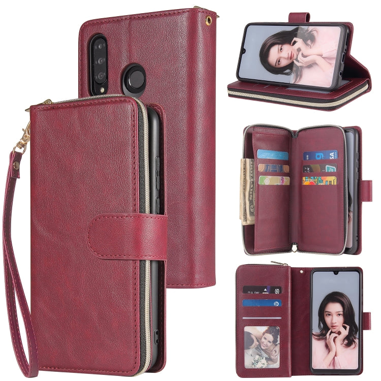 Zipper Wallet Bag Horizontal Flip PU Leather Case with Holder & 9 Card Slots & Wallet & Lanyard & Photo Frame, For Huawei P30, For Huawei P30 Lite, For Huawei P30 Pro, For Huawei P40, For Huawei P40 Lite, For Huawei P40 Pro, For Huawei P40 Pro+        ...