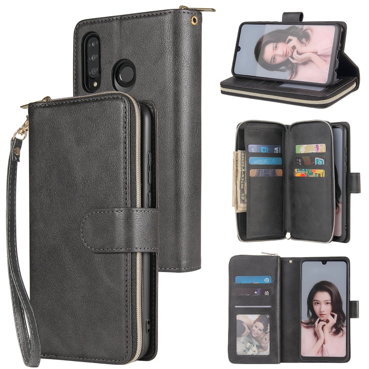 Zipper Wallet Bag Horizontal Flip PU Leather Case with Holder & 9 Card Slots & Wallet & Lanyard & Photo Frame, For Huawei P30, For Huawei P30 Lite, For Huawei P30 Pro, For Huawei P40, For Huawei P40 Lite, For Huawei P40 Pro, For Huawei P40 Pro+        ...