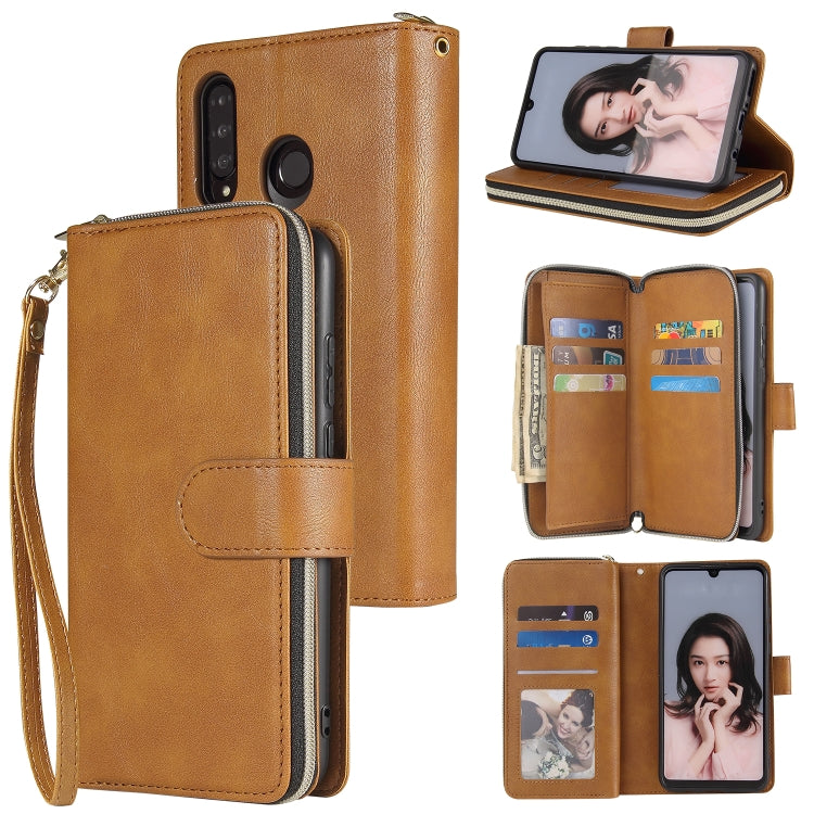 Zipper Wallet Bag Horizontal Flip PU Leather Case with Holder & 9 Card Slots & Wallet & Lanyard & Photo Frame, For Huawei P30, For Huawei P30 Lite, For Huawei P30 Pro, For Huawei P40, For Huawei P40 Lite, For Huawei P40 Pro, For Huawei P40 Pro+        ...