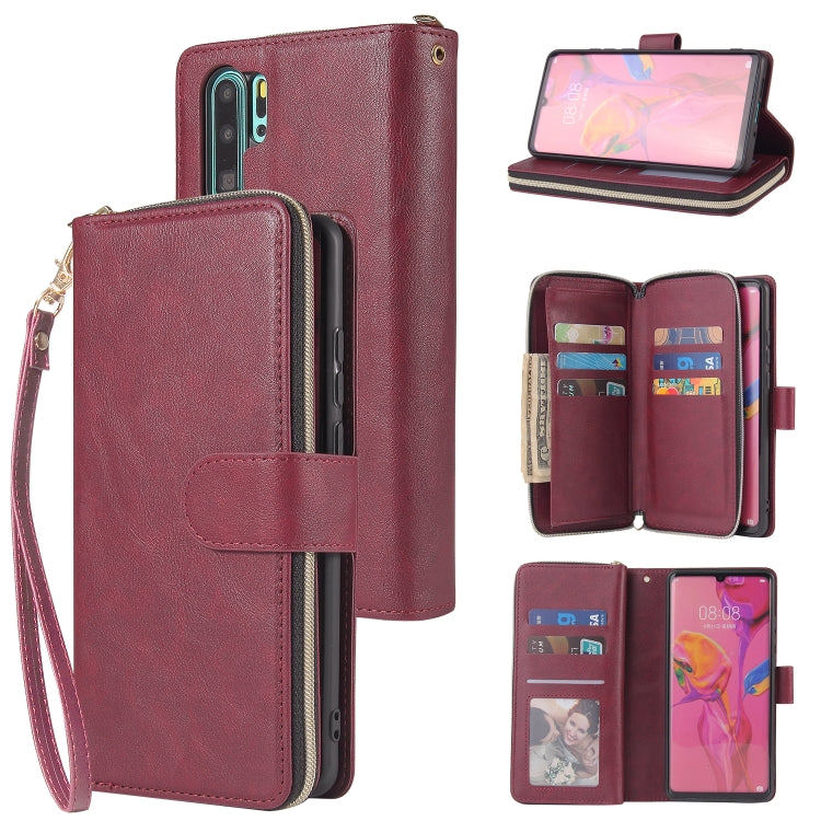 Zipper Wallet Bag Horizontal Flip PU Leather Case with Holder & 9 Card Slots & Wallet & Lanyard & Photo Frame, For Huawei P30, For Huawei P30 Lite, For Huawei P30 Pro, For Huawei P40, For Huawei P40 Lite, For Huawei P40 Pro, For Huawei P40 Pro+        ...