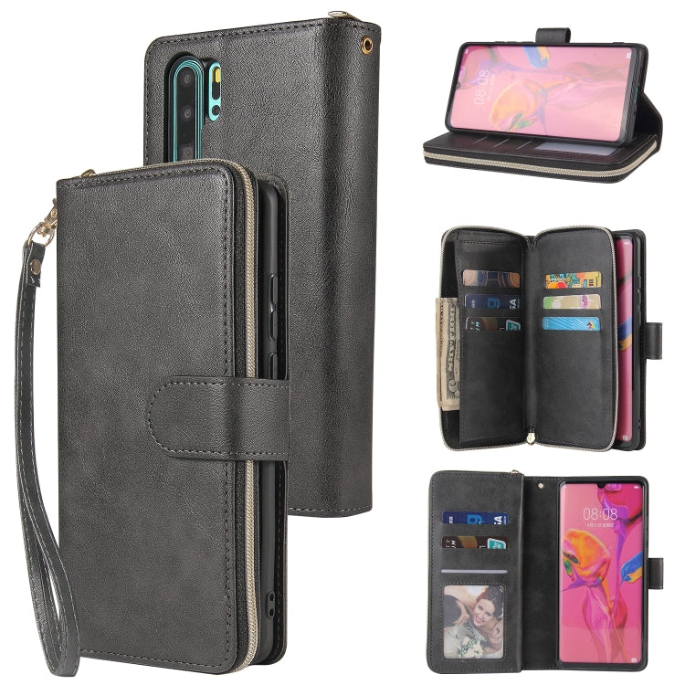 Zipper Wallet Bag Horizontal Flip PU Leather Case with Holder & 9 Card Slots & Wallet & Lanyard & Photo Frame, For Huawei P30, For Huawei P30 Lite, For Huawei P30 Pro, For Huawei P40, For Huawei P40 Lite, For Huawei P40 Pro, For Huawei P40 Pro+        ...