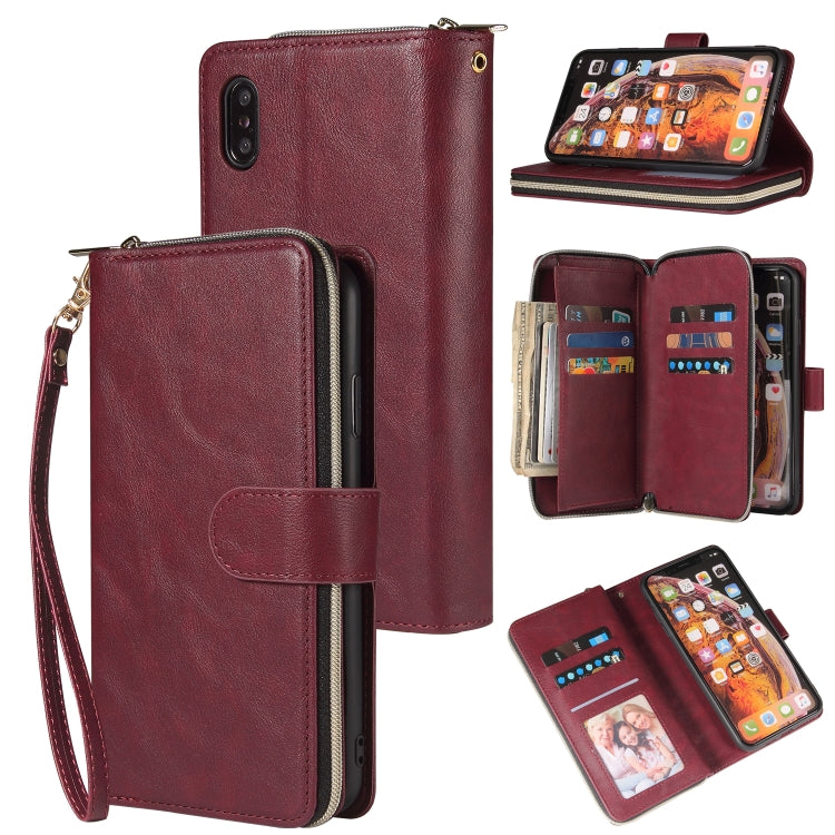 Zipper Wallet Bag Horizontal Flip PU Leather Case with Holder & 9 Card Slots & Wallet & Lanyard & Photo Frame, For iPhone 11, For iPhone 11 Pro, For iPhone 11 Pro Max, For iPhone SE 2022 / SE 2020 / 8 / 7, For iPhone 12 mini, For iPhone 12 / 12 Pro    ...