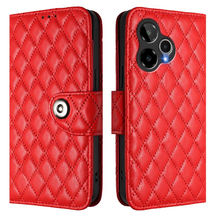 Rhombic Texture Flip Leather Phone Case with Lanyard, For Cricket Icon Plus 2026 / Icon 7 5G