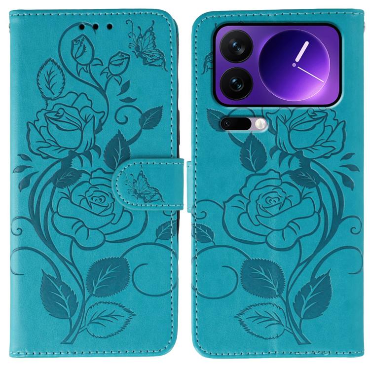 Rose Butterfly Embossed Leather Phone Case, For Xiaomi 17 Pro, For Xiaomi 17, For Xiaomi 15T Pro 5G, For Xiaomi 15T 5G