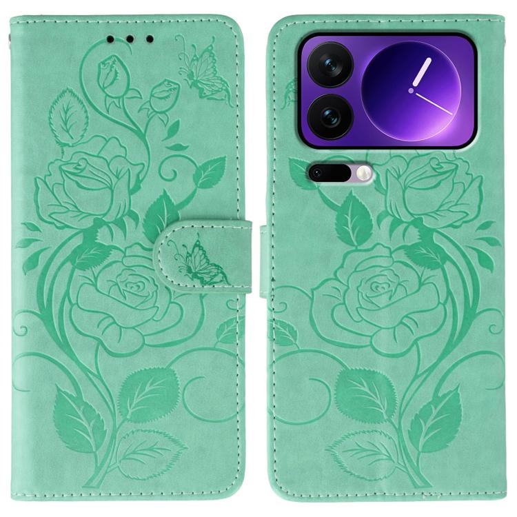 Rose Butterfly Embossed Leather Phone Case, For Xiaomi 17 Pro, For Xiaomi 17, For Xiaomi 15T Pro 5G, For Xiaomi 15T 5G