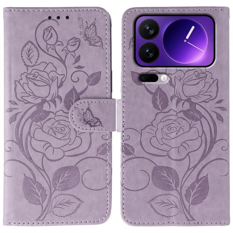 Rose Butterfly Embossed Leather Phone Case, For Xiaomi 17 Pro, For Xiaomi 17, For Xiaomi 15T Pro 5G, For Xiaomi 15T 5G