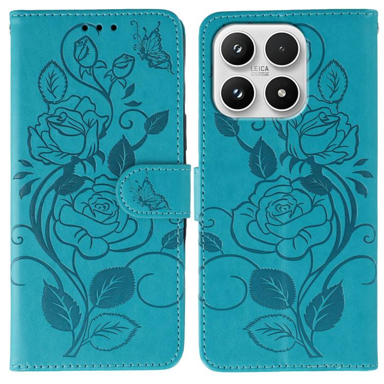 Rose Butterfly Embossed Leather Phone Case, For Xiaomi 17 Pro, For Xiaomi 17, For Xiaomi 15T Pro 5G, For Xiaomi 15T 5G