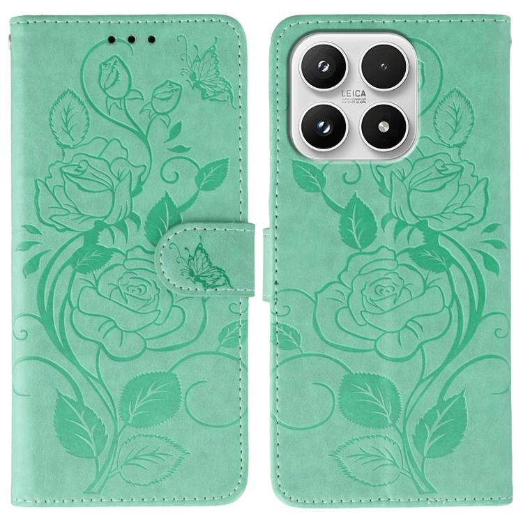 Rose Butterfly Embossed Leather Phone Case, For Xiaomi 17 Pro, For Xiaomi 17, For Xiaomi 15T Pro 5G, For Xiaomi 15T 5G