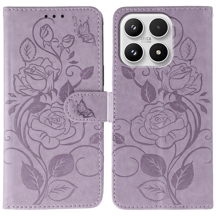 Rose Butterfly Embossed Leather Phone Case, For Xiaomi 17 Pro, For Xiaomi 17, For Xiaomi 15T Pro 5G, For Xiaomi 15T 5G