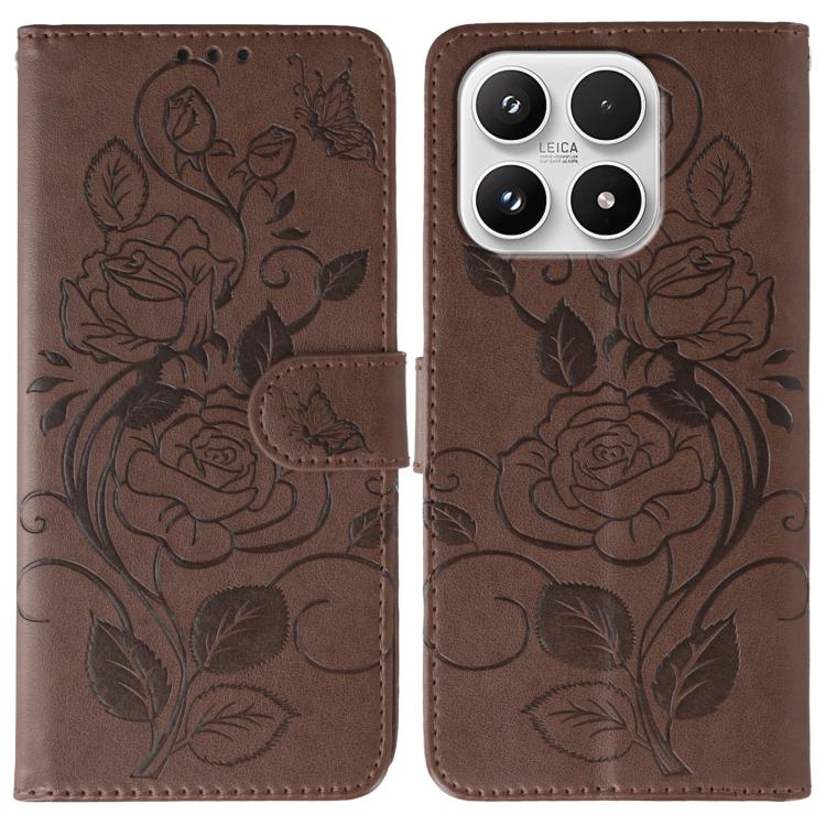Rose Butterfly Embossed Leather Phone Case, For Xiaomi 17 Pro, For Xiaomi 17, For Xiaomi 15T Pro 5G, For Xiaomi 15T 5G