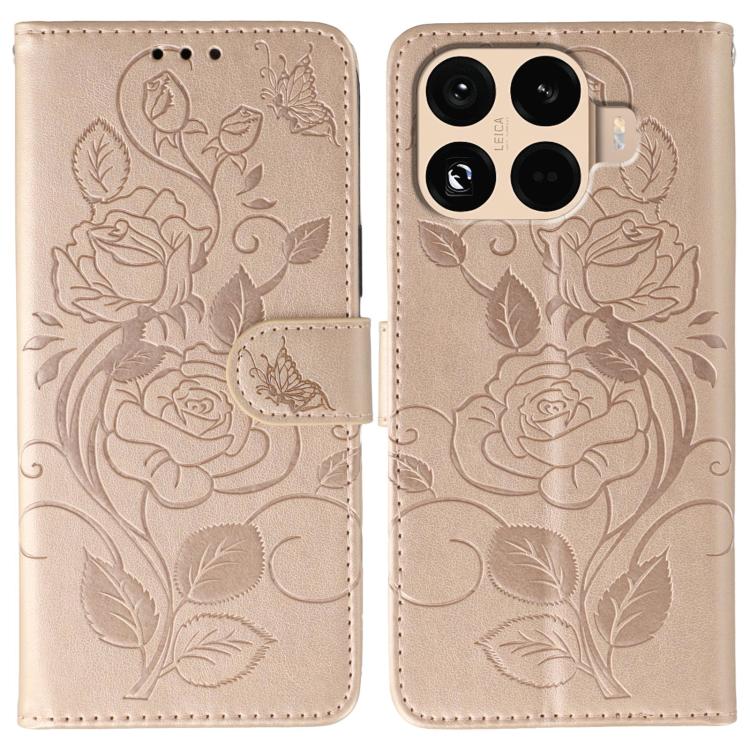 Rose Butterfly Embossed Leather Phone Case, For Xiaomi 17 Pro, For Xiaomi 17, For Xiaomi 15T Pro 5G, For Xiaomi 15T 5G