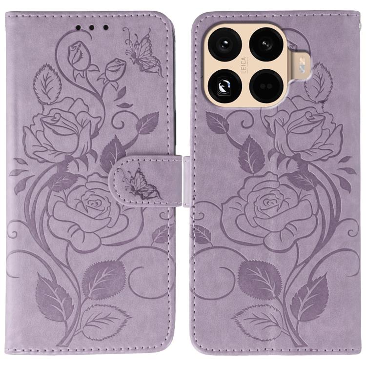 Rose Butterfly Embossed Leather Phone Case, For Xiaomi 17 Pro, For Xiaomi 17, For Xiaomi 15T Pro 5G, For Xiaomi 15T 5G