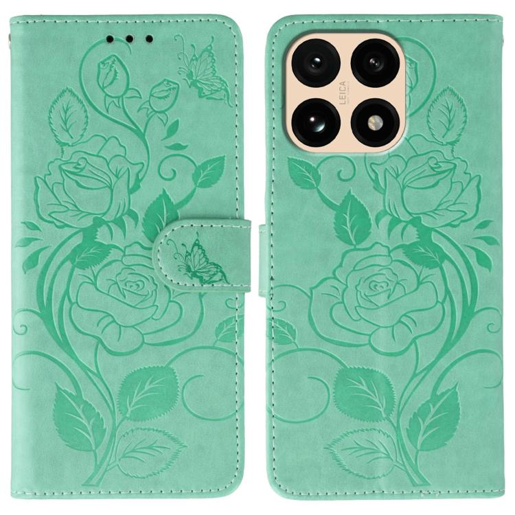 Rose Butterfly Embossed Leather Phone Case, For Xiaomi 17 Pro, For Xiaomi 17, For Xiaomi 15T Pro 5G, For Xiaomi 15T 5G