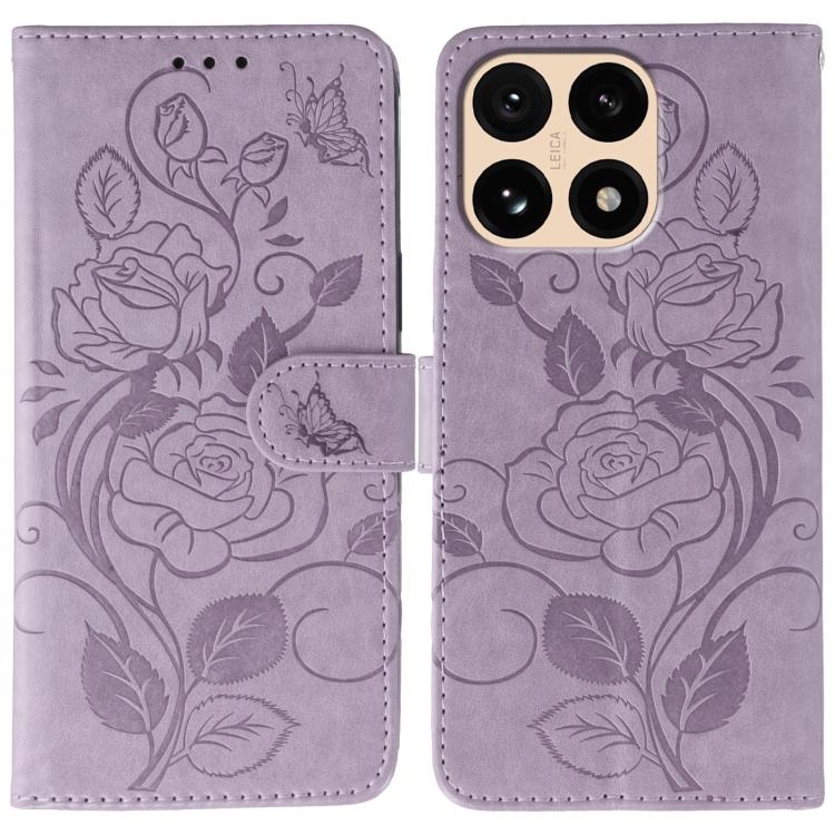 Rose Butterfly Embossed Leather Phone Case, For Xiaomi 17 Pro, For Xiaomi 17, For Xiaomi 15T Pro 5G, For Xiaomi 15T 5G