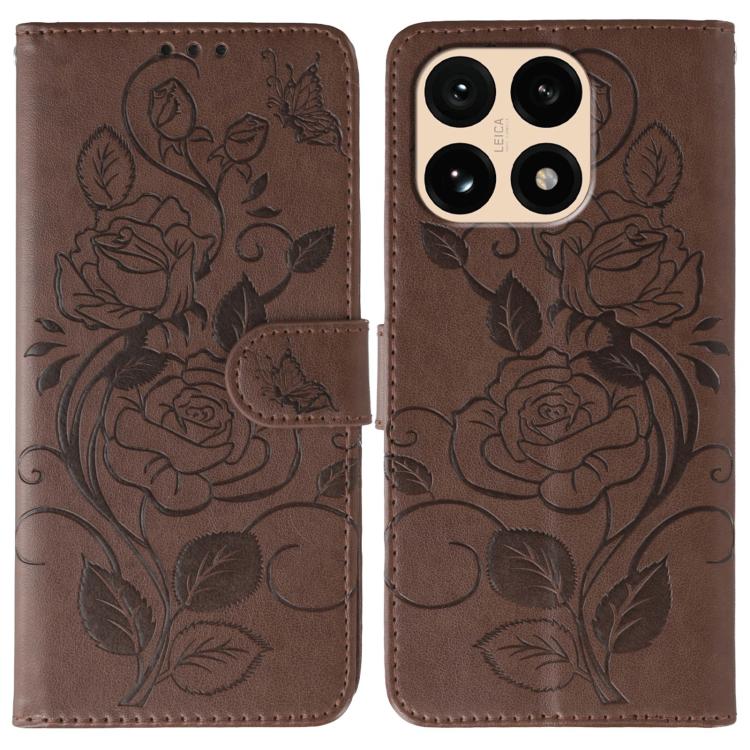 Rose Butterfly Embossed Leather Phone Case, For Xiaomi 17 Pro, For Xiaomi 17, For Xiaomi 15T Pro 5G, For Xiaomi 15T 5G
