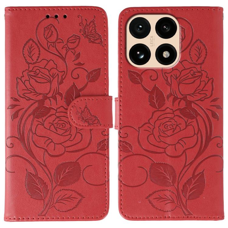 Rose Butterfly Embossed Leather Phone Case, For Xiaomi 17 Pro, For Xiaomi 17, For Xiaomi 15T Pro 5G, For Xiaomi 15T 5G