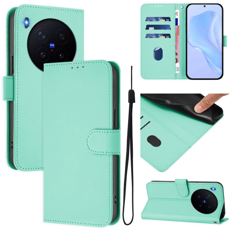 Skin Feel Solid Color Leather Phone Case with Lanyard, For vivo X300