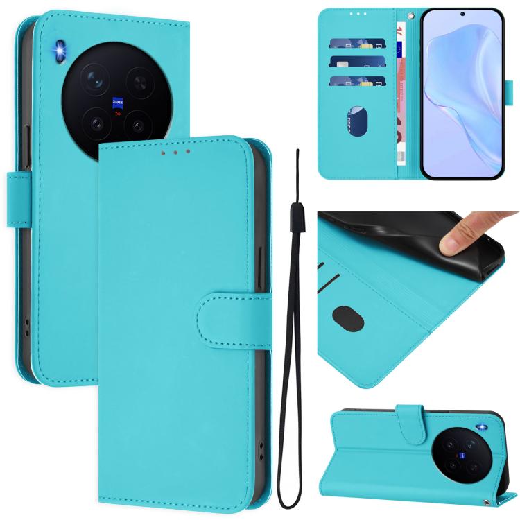 Skin Feel Solid Color Leather Phone Case with Lanyard, For vivo X300