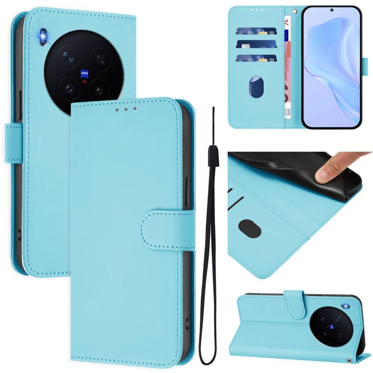 Skin Feel Solid Color Leather Phone Case with Lanyard, For vivo X300 Ultra, For vivo X300 Pro